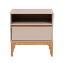 Ver imagem 3 de Mesa de Cabeceira 1 Gaveta 1 Nicho MDF com Pés de Madeira Maciça Bento Yescasa Bege