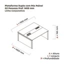 Ver imagem 3 de Estação de Trabalho Mesa Plataforma Escritório Dupla para 2 Pessoas com Caixa de Tomada Pé Painel Branco/Cinza