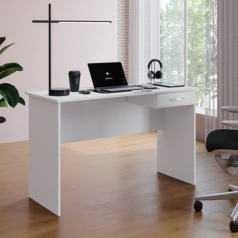 Mesa Escrvaninha para Escritório com 1 Gaveta Moblis: Branco