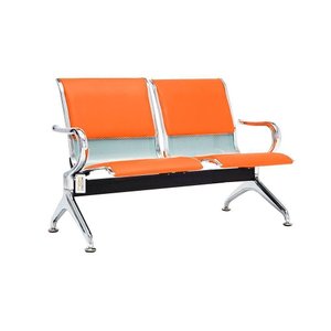 Cadeira Longarina com Est Cromada 2 Lugares Colors Laranja