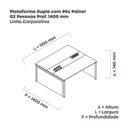 Ver imagem 3 de Estação de Trabalho Mesa Plataforma Escritório Dupla para 2 Pessoas com Caixa de Tomada Pé Painel Marrom/Noce Marromle/Cinza