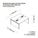 Ver imagem 3 de Estação de Trabalho Mesa Plataforma Escritório Dupla para 2 Pessoas com Caixa de Tomada Pé Painel Preto/Cinza