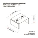 Ver imagem 3 de Estação de Trabalho Mesa Plataforma Escritório Dupla para 2 Pessoas com Caixa de Tomada Pé Painel Marrom/Walnut/Cinza