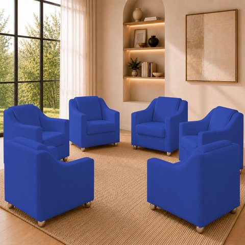 Kit 6 Poltrona Decorativa para Sala de Espera Mila Recepção Escritório Consultório Corino