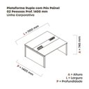 Ver imagem 3 de Estação de Trabalho Mesa Plataforma Escritório Dupla para 2 Pessoas com Caixa de Tomada Pé Painel Marrom/Walnut/Grafito