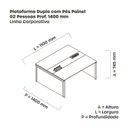 Ver imagem 3 de Estação de Trabalho Mesa Plataforma Escritório Dupla para 2 Pessoas com Caixa de Tomada Pé Painel Branco/Grafito