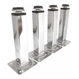 Kit de 4x Pé para Móvel Cromado Regulável Quadrado Aço 20/21cm 4 Un - 1