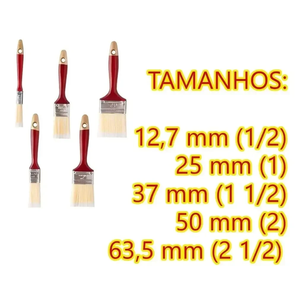 Kit 5 Peças Pincel Profissional Varios Tamanhos Resistente - 3