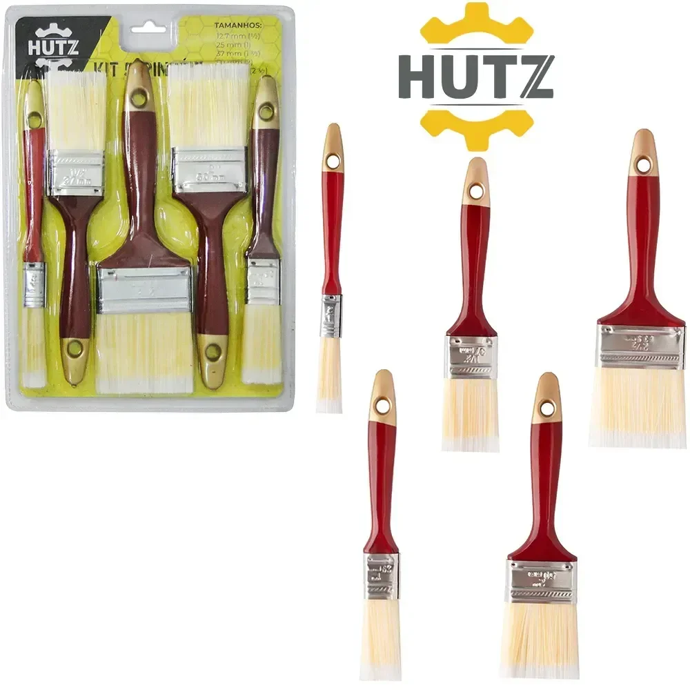 Kit 5 Peças Pincel Profissional Varios Tamanhos Resistente - 2