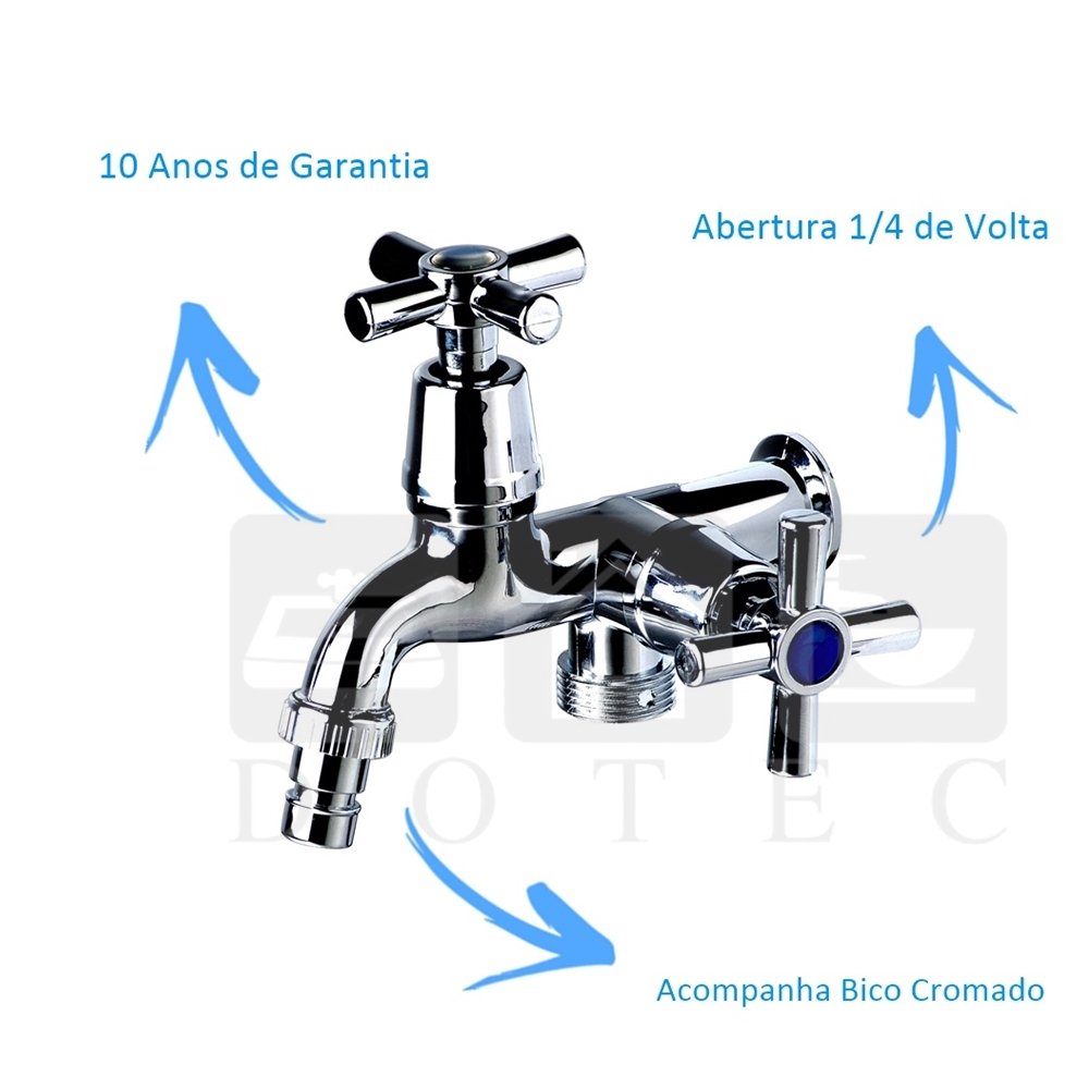 Torneira De Parede Saída Dupla 1/4 De Volta Tanque E Máquina - 3