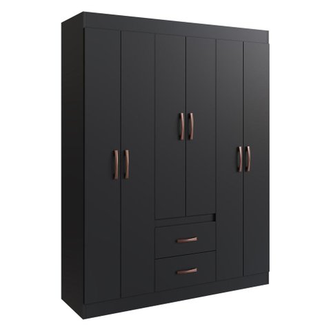Guarda-Roupas 6 Portas 2 Gavetas Multimóveis CR35111 - Preto