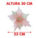 Ver imagem 2 de Flores Árvore de Natal Rosa com Gliter Dourado 23cm Kit 12pç