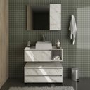 Ver imagem 2 de Conjunto para Banheiro Bn3617 Mármore Branco com Cuba Branca 35x34cm Tecnomobili