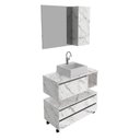 Ver imagem 1 de Conjunto para Banheiro Bn3617 Mármore Branco com Cuba Branca 35x34cm Tecnomobili