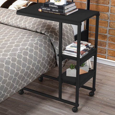 Mesa de Canto Fit 2 Prateleiras Preto - Art Panta