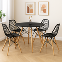 Ver imagem 1 de Conjunto Mesa Eames 90cm Preta + 4 Cadeiras Kaila Preto Dsw La Mobilia