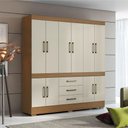 Ver imagem 2 de Guarda Roupas Casal 10 Portas 3 Gavetas Monaco Madeirado/areia Aramóveis Madeira/off