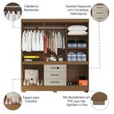 Ver imagem 5 de Guarda Roupas Casal 10 Portas 3 Gavetas Monaco Madeirado/areia Aramóveis Madeira/off