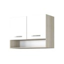 Ver imagem 5 de Armário Aéreo Multiuso 2 Portas 80 cm Montado Modulado – Amadeirado Cinza/Branco