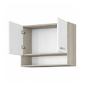 Ver imagem 6 de Armário Aéreo Multiuso 2 Portas 80 cm Montado Modulado – Amadeirado Cinza/Branco