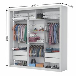 Guarda-roupa Casal 4 Espelhos 3 Portas de Correr 4 Gavetas Max Plus Espresso Móveis - 5