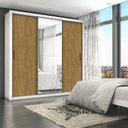 Ver imagem 1 de Guarda-Roupa Casal 4 Espelhos 3 Portas de Correr 4 Gavetas Max Plus Espresso Móveis Branco/Cinamomo