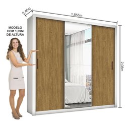 Guarda-roupa Casal 4 Espelhos 3 Portas de Correr 4 Gavetas Max Plus Espresso Móveis - 4