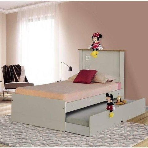 Cama Bibox Solt. Barcelona Off White e Nature C/ Auxiliar Tebarrot