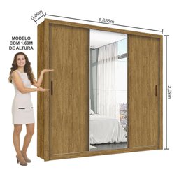 Guarda-roupa Casal 4 Espelhos 3 Portas de Correr 4 Gavetas Max Plus Espresso Móveis - 4