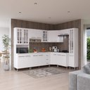 Ver imagem 1 de Armário de Cozinha Modulada Completa de Canto Viena 18 Portas 3 Gavetas MDF-MDP 445cm Branco
