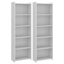 Ver imagem 1 de Kit 2 Estantes Multiuso para Sala com 4 Prateleiras 57x183cm Mdp 0700 Menu Móveis