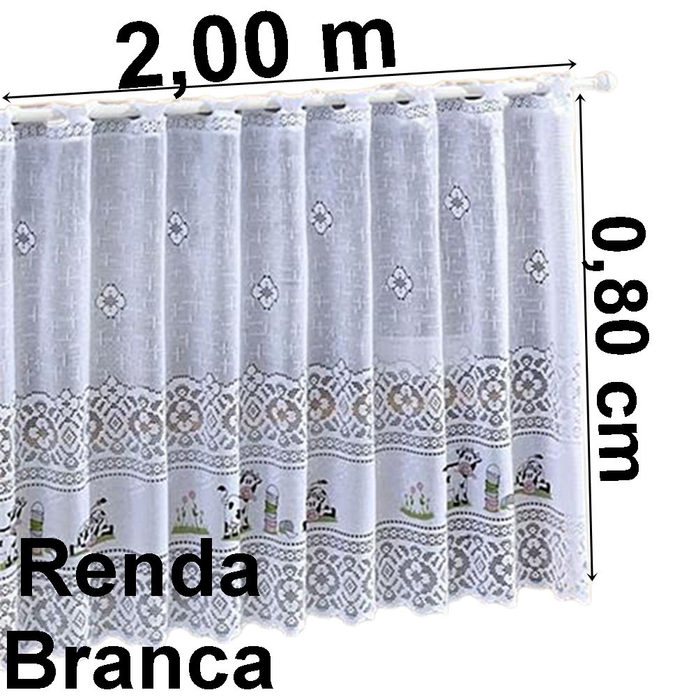 Cortina Pia Renda Branca Vaquinha 2,00Larg X0,80 Alt - 3