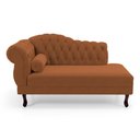 Ver imagem 1 de Divã Recamier Lavínia Clássico 120cm Capitonê com Pés de Madeira Veludo Terracota - Desk Design
