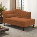 Ver imagem 2 de Divã Recamier Lavínia Clássico 120cm Capitonê com Pés de Madeira Veludo Terracota - Desk Design
