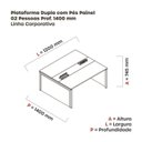 Ver imagem 3 de Estação de Trabalho Mesa Plataforma Escritório Dupla para 2 Pessoas com Caixa de Tomada Pé Painel Marrom/Noce Marromle/Preto