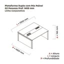 Ver imagem 3 de Estação de Trabalho Mesa Plataforma Escritório Dupla para 2 Pessoas com Caixa de Tomada Pé Painel Bege/Nogueira Casblanca/Preto