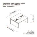 Ver imagem 3 de Estação de Trabalho Mesa Plataforma Escritório Dupla para 2 Pessoas com Caixa de Tomada Pé Painel Marrom/Walnut/Branco