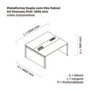 Ver imagem 3 de Estação de Trabalho Mesa Plataforma Escritório Dupla para 2 Pessoas com Caixa de Tomada Pé Painel Preto/Branco