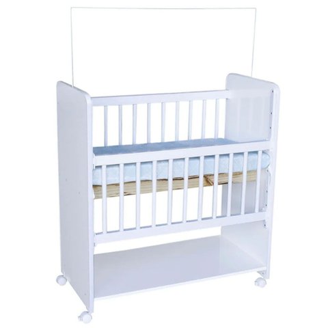 Mini Berço New Baby com Colchão e Grade Móvel:branco