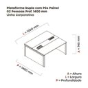 Ver imagem 3 de Estação de Trabalho Mesa Plataforma Escritório Dupla para 2 Pessoas com Caixa de Tomada Pé Painel Cinza/Grafito/Branco