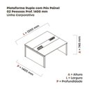 Ver imagem 3 de Estação de Trabalho Mesa Plataforma Escritório Dupla para 2 Pessoas com Caixa de Tomada Pé Painel Branco/Grafito