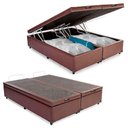 Ver imagem 2 de Cama Box Baú Casal Bipartido Sintético Marrom 138x188