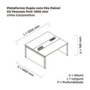 Ver imagem 3 de Estação de Trabalho Mesa Plataforma Escritório Dupla para 2 Pessoas com Caixa de Tomada Pé Painel Cinza/Grafito
