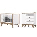 Ver imagem 1 de Jogo de Quarto Infantil Confete Berço e Cômoda Branco/jequitiba - Henn