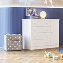 Ver imagem 1 de Cômoda Sapateira Infantil Alice 1 Porta 4 Gavetas - Bela Móveis: Branco