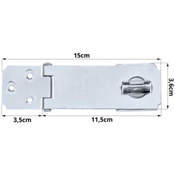 Dobradiça Porta Cadeado Fecho Trinco Zincado 11,5cm para Portão Gaveta Armário | Silvana | Kit 10 Un - 2