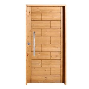 Kit Porta de Madeira Maciça Com Puxador Lado Direito 210x80cm Imbuia Allo Esquadrias