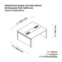 Ver imagem 3 de Estação de Trabalho Mesa Plataforma Escritório Dupla para 2 Pessoas com Caixa de Tomada Pé Painel Branco/Iinza