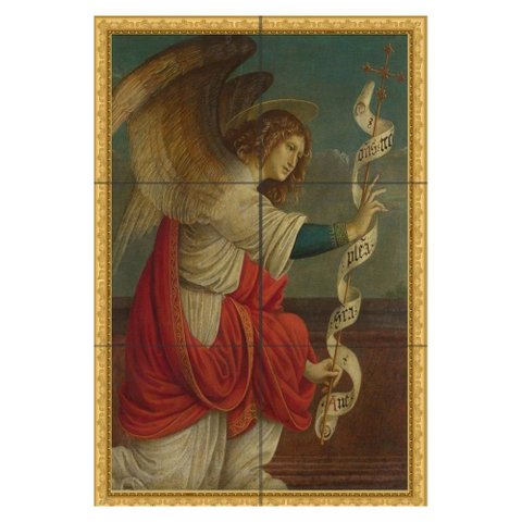 Quadro São Gabriel Arcanjo com Pergaminho 60x40 em Azulejos