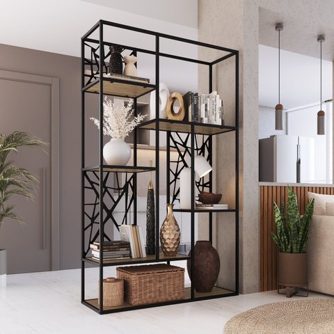 Estante para Sala de Estar 122cm 6 Prateleiras Destaques